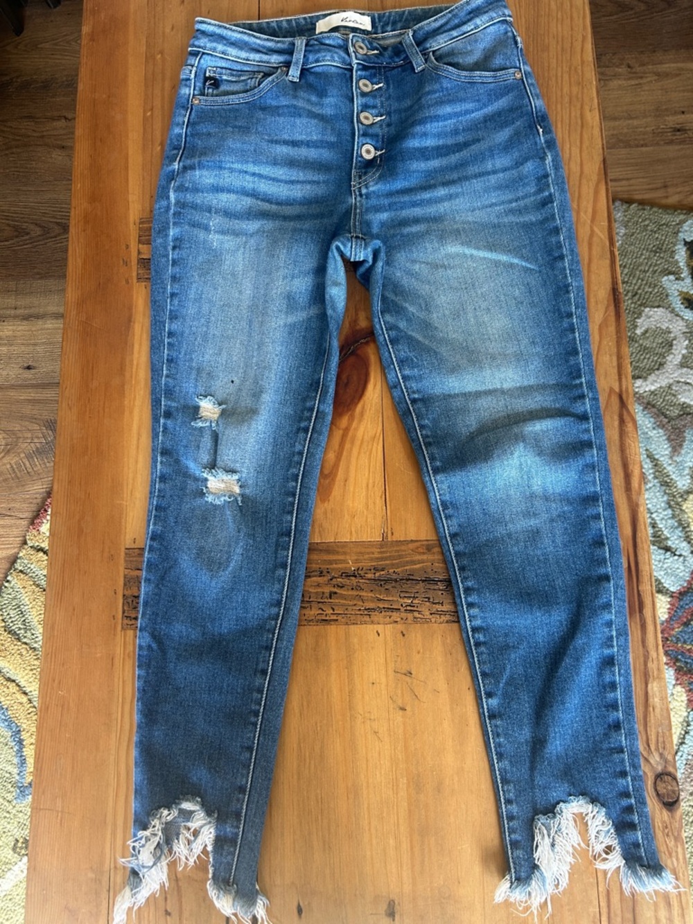 KanCan Distressed High-Rise Cropped Blue Jeans ESTILO KC9183D Cut 31739
